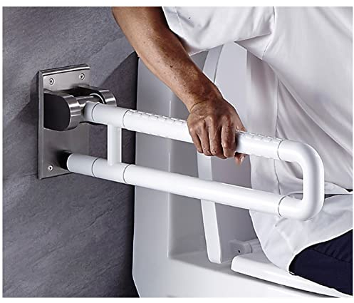 EEUK Haltegriff Klappbar Edelstahl, Stützhaltegriff WC Haltegriff Wandstützgriff Bad Dusche Stützgriff für Badezimmer Toiletten, Belastung Bis 300kg(Size:75CM,Color:Weiß)