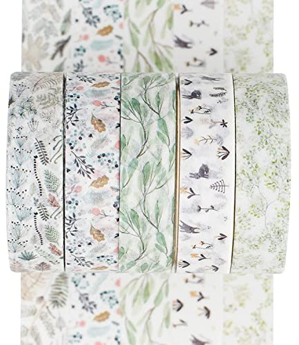 YUBX 5 Rollen Washi Tape Set Kreative Basic Skinny Dekorative Bänder für Kunst, DIY Handwerk, Bullet Journals, Planer, Scrapbooking, Wrapping (Rank)