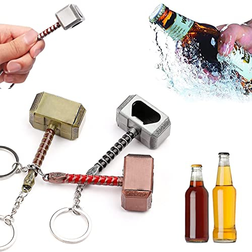 3 Pieces Beverage Wrench Corkscrew, Beer and Beverage Bottle Opener, Thor Hammer Bottle Opener, Thor Hammer Bottle Opener, for Bar Home Decor and Creative Gifts Marvel Lovers