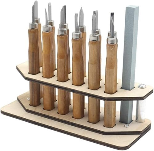 OITTo Holzschnitzmeißel-Set, Kürbis-Schnitzwerkzeug-Set mit Lagerregal, Multi-Loch, Kunsthandwerk, Ton, Holzarbeiten, Anfänger, Heimwerker-Set (12 Stück)