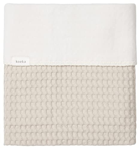 Koeka Kinderbettdecke - Schmusedecke - Kuscheldecke - Mit Cotton Fleece Gefuttert - Amsterdam - Waffelstoff Aus Baumwolle - Atmungsaktiv - Abwaschbar - Beige - 100x150 cm