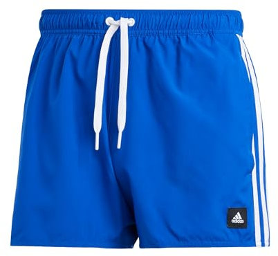 adidas Uomo 3-Stripes CLX Very-Short-Length Swim Shorts, Royal Blue/White, M