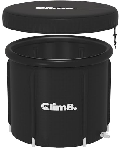 CLIM8 Ice Bath Outdoor XL: 400L Cold Plunge Pool with Lid,Portable Cold Water Therapy Tub for Athletes Wim Hof and Cryotherapy,90cm Diameter