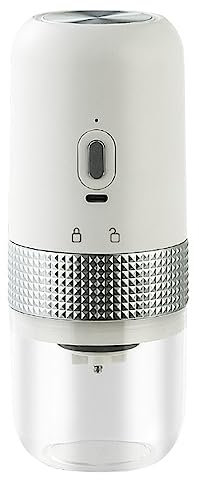 RUYICZB Coffee Grinder Electric, Adjustable Coffee Bean Grinder, Spice Grinder, One Touch Coffee Mill, Portable Ceramic Conical Burr Coffee Grinder for Camping, Kitchen, Travel,White