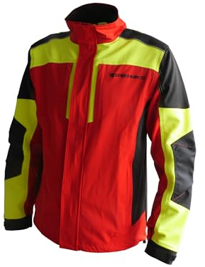 Sägenspezi Forstjacke S1 Ultra Größe XL rot/neon gelb schmutz- und wasserabweisend wetterfest winddicht atmungsaktiv