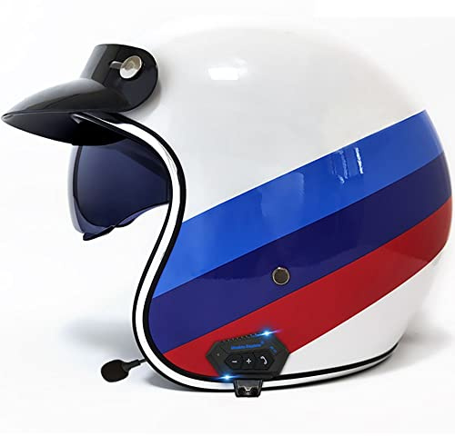 Letetexi Bluetooth Integral Casque Moto Demi-Jet Homme ECE Homologué Casque Semi-Ouvert Casque Jet Urbain Casque Moto Et Scooter Compact Femme Adulte Anti Scratch Visiere