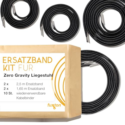 fuxton Ersatzkordel für Gartenliege, Set mit 4 Seilen, Relaxliege, Zero Gravity Liege, Gartenstuhl