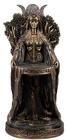 Figura Danu Dea Madre Celtica simbolo fertilità e abbondanza Finitura Bronzo in Resina Dipinto a Mano 19x19x40 cm