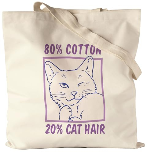 Hey!Print 80% Cotton 20% Cat Hair Jutebeutel Katze Katzenliebhaber Katzenbesitzerin Witzig
