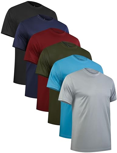 TELALEO 6er Pack Sport Tshirts Herren Kurzarm Funktionsshirt Schnelltrocknend Atmungsaktive Für Laufen Running in Sommer M