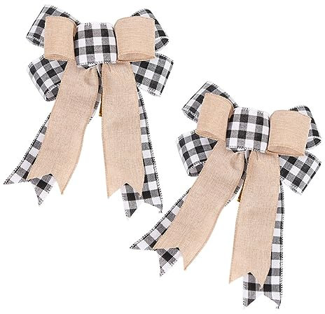 Ciieeo Weihnachtsschmuck 2st Weihnachtsbaumschleife Schleifen Zum Verpacken Roter Baumbogen Weihnachtsfeier Dekor Hessischer Sackleinenbogen Kranz Groß Polyester