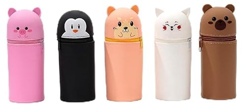 CHENKEE 1 Stück Silikon Federmäppchen,Ausziehbar Silikon Federmappe,Schlampermäppchen Mit Reißverschluss,Stifte Mäppchen,Schön Stehendes Mäppchen,für Teenager,Schule,Büro(Rosa)