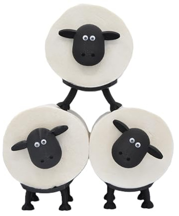 Toilettenpapierhalter Schaf - Shawn 3er Set, Badezimmer Deko schwarz, Ersatzrollenhalter - CoolStuffLaden