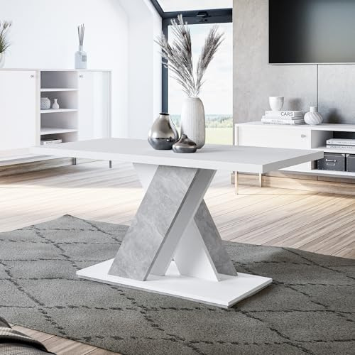 PROROOM FURNITURE - Onyx Mini - Couchtisch 120x60 Höhe 60 cm - Kaffeetisch Rechteckig - Sofatisch - Coffee Table - Wohnzimmertisch Modern - Beistelltisch Klein - Weiß Matt/Betonoptik