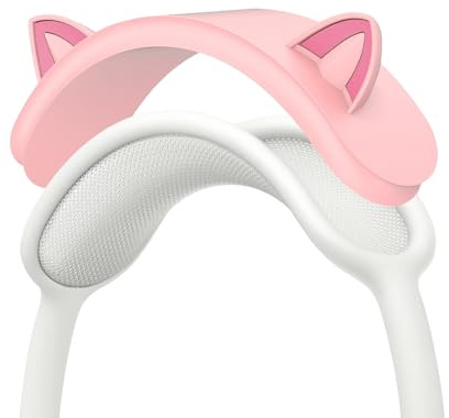 Replacement Headband Cover Soft Washable Silicone Cat Ear Headphone for Apple AirPods Max Accessories, Easy One-Step Installation (Pink)