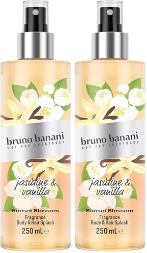 bruno banani Sunset Blossom Body Splash, lebhaft sommerliches Körperspray für Damen, 250ml (Packung mit 2)