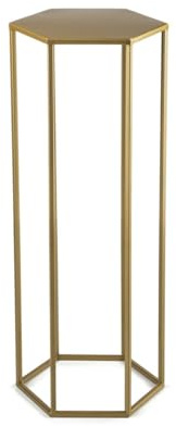 HowHomely Blumenständer Metall 70 cm Hoch - Solider Blumenhocker in Sechseckiger Form - Gold Pflanzenständer im Loft-Stil zur Dekoration Innenräumen