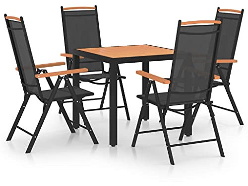 KTHLBRH 5-TLG. Garten-Essgruppe Aluminium Schwarz Outdoor-Möbel-Sets Gartenmöbel-Sets Balkonmöbel-Sets Terrassenmöbel-Sets für Terrasse, Garten, Balkon