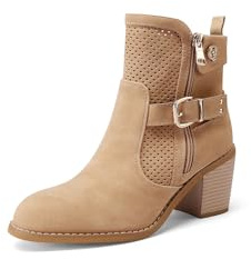 QUEEN HELENA Tronchetti Traforati Stivaletti con Tacco Casual Donna X32-36 (Marrone, Sistema Taglie Calzature EU, Adulto, Donna, Numero, Media, 38)