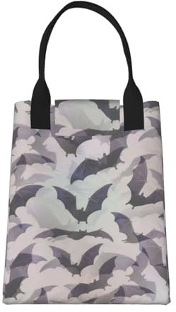 TTIGLHOH Lonchera de Halloween con aislamiento de murciélagos grises, estilo bolsa de papel, reutilizable para adultos, ideal para el trabajo, picnic y viajes