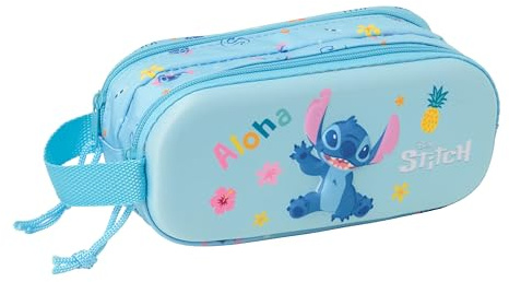Stitch 3D - Portatodo Doble 3D, Estuche Infantil, Estuche Niño, Ideal para Niños en Edad Escolar, Cómodo y Versátil, Calidad y Resistencia, 21x6x8 cm