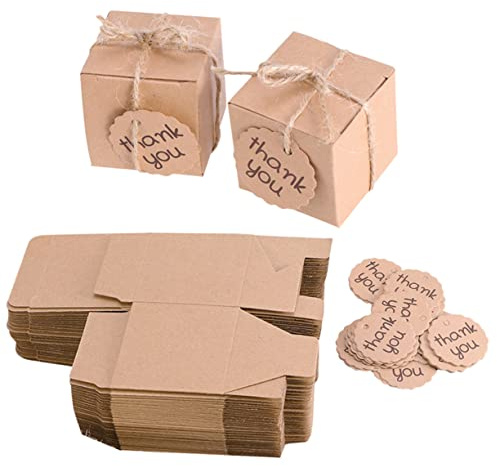 Healvian 50sätze Rustikale Geschenkboxen Bonbonboxen Mit Anhängern Box Für Süßigkeiten Festivalzubehör Sets Praktische Favor Boxen Candy Boxen Mit Tags