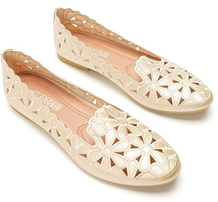 GLAMORA Bailarinas Mujer Caladas Manoletinas Zapatos Planos Transpirables Diseño Floral Calzado Verano Ligero Cómodo Puntera Redonda Zapatos Mujer