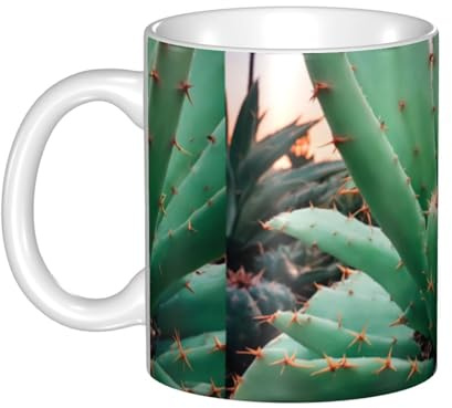 UDFKGLP Agave Cactus Pattern mug ceramic Mugs for cappuccino, latte, cereal, yogurt, milk, hot or cold drinks Micro-wave oven