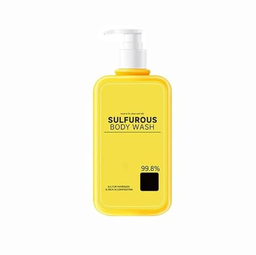 Gel de ducha de azufre, 300 ml, gel de ducha para cara, cuerpo y cabello, aclara la piel, hidrata y regula la producción de sebo, espuma densa para una limpieza de poros, para hombres y mujeres (1