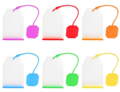 Hopzab 6 Pcs Silicone Tea Infusers Loose Leaf Bags Strainer Filter Reusable Safe Filter Bags Tea Brewing Accessories with Long Rope for Cups and Teapot,6 Colours