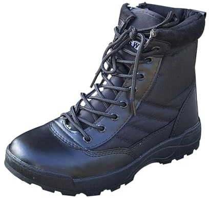 Stivali tattici militari da uomo, per escursionismo, combattimento, combattimento, esercito, stivali tattici con cerniera laterale per lavoro, antiscivolo, comodi, leggeri, da combattimento, scarpe