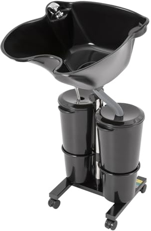 Mobiles Waschbecken Friseur Höhenverstellbar Haarwaschbecken mit elektrischer Pumpe und 2 Eimer Tragbares Salonbecken Tiefes Shampoo