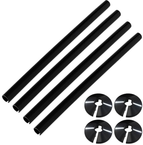 WORUIB Black Anthracite Radiator Pipe Covers, 2-Pack, 1.5*20cm, Fits Standard Pipes, Easy Install, Protects Pipes, Suitable for Home & Office Heating Systems