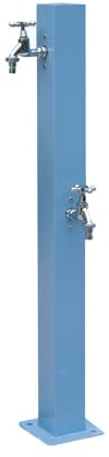 Generico Fontana Verticale da Giardino in Acciaio Inox con Doppio Rubinetto, Design antigelo per Prato e Cortile all'aperto - Altezza 95 cm (37,4 Pollici)