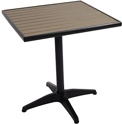 PROREGAL Gartentisch, HxBxT 74x70x70 cm, Gastronomie Outdoor-Beschichtung Alu Holzoptik, Schwarz, Grau, Balkontisch Bistrotisch