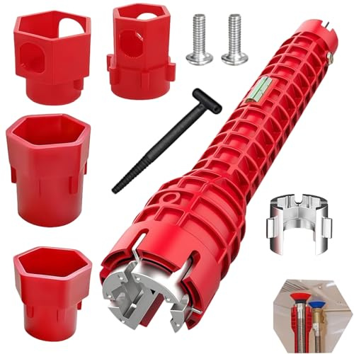 Wxinsheng 14-in-1 Multi-Functional Sink Tap Wrench | Faucet Installer,Basin Wrench Plumbing Spanner Tool Set for Bathroom Toilet,Kitchen Sink & Pipe Installation Professional Water Pipe Spanner