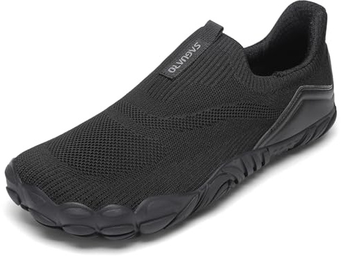 SAGUARO Zapatos Barefoot Mujer Hombre Slip-On de Cinco Dedos – Calzado Minimalista Zapatillas Casual Deportivos Zapatos Descalzos Zero Drop Suela para Caminar y Viajes Negro, Gr.39