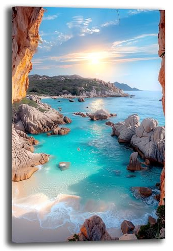 Quadro Moderno MARE Panorama Marino Quadri moderni soggiorno da Parete grande Stampa su tela Canvas Decorazione Murale muro Arredo Camera letto Salone (5, 70x120 cm, Canvas intelaiato)