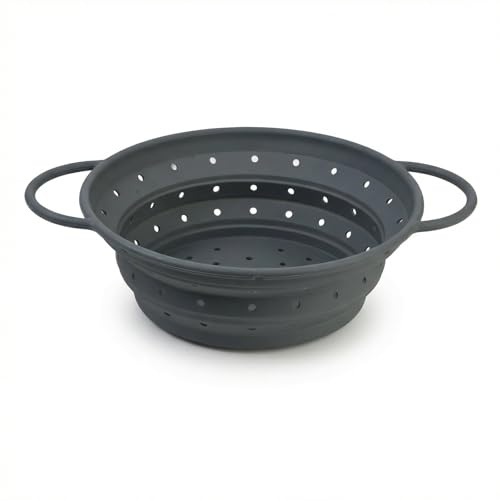 Collapsible Colander, with Reinforced Frame and Handles | Silicone Kitchen Strainer, Foldable Food Grade Sieve for Draining Pasta, Vegetables and Fruits, Space-Saving for RV, Camping