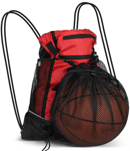 AiQInu Zaino Palestra per Pallone da Calcio, Sacca Sportiva con Coulisse, Borsone Calcio Uomo con Rete Estraibile, Borsa da Palestra per Basket Pallavolo Baseball