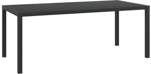 Black Aluminum and WPC Rectangular Garden Dining Table for Outdoor Patio Balcony, Modern Style with Spacious 72.8 in x 35.4 in Surface, Durable Construction for Comfortable