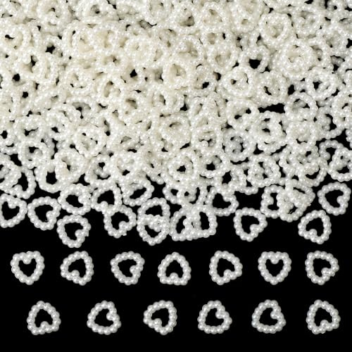 500 unidades de perlas de corazones para decoración de mesa de boda, decoración de mesa de boda, confeti, decoración para dispersar corazones, bodas de perlas, color blanco