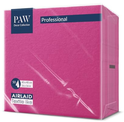 PAW Stoffähnliche Servietten 40 x 40 cm, 50 Stück - Leinen Fuchsia | Das Airlaid-Material ist reißfest und saugstark, für Hochzeit, Kommunion, Taufe und Geburtstag, auch im HoReCa-Einsatz
