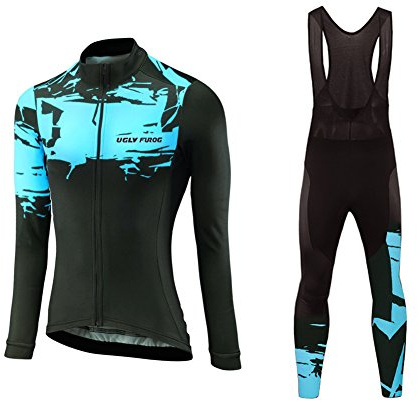 UGLY FROG Mode Damen Winter Fleece Radtrikot Set Fahrrad Trikot Langarm + Radlerhose Thermo Winddicht DEWJK12