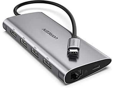 UGREEN Adapter 8in1 USB-c to hdmi 4k, 3X USB 3.0, Type c, rj45, SD, Micro SD