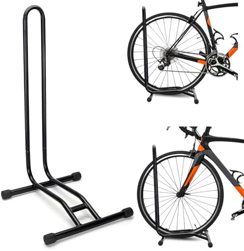 homelikesport Bike Stand Steel Bike Floor Stand Upright Bike Storage Space Saver Suitable for Mountain Bike, Road Bike, for Bicycle with Wheel Diameter Max 29 Inches