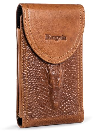 Hengwin Handytasche Echtes Leder für iPhone 17 Pro Max 16 Plus 16 15 14 13 Pro Max, Handyhüllen Handy Holster Tasche für Samsung Galaxy S25 S24 S23 Ultra S25+ A06 f06 5G Gürteltasche mit Gürtel Clip