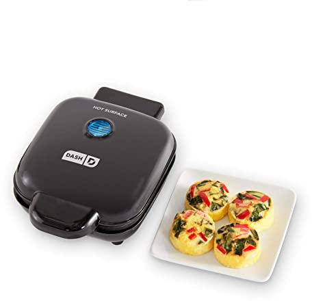 Dash Deluxe Egg Bite Maker - Electric Egg Bite Maker for Healthy Protein Snacks - Quick Cleanup, Space-Saving Design & Non-Slip Feet - 4 Servings, Black
