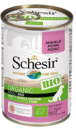 Schesir Dog Bio Monoprotein Schwein, Hundefutter nass, 6 Dosen x 400 g