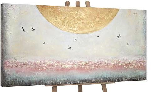 YS-Art Abstrakt Acrylbild auf Leinwand Sonnenenergie Horizont Vögel
